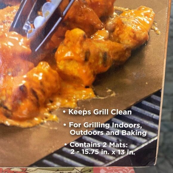 Copper Infused Grill Mat NWT 2 Pack Heat Conductive Non Stick 13" x 15.75" - Picture 5 of 8